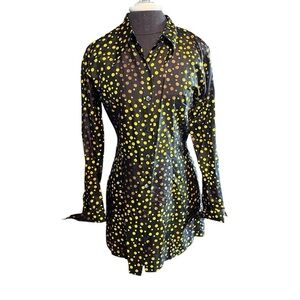 Vintage Rare Silk Black Gold Polka  agnes b. Tunic Blouse Dress Size 2 France